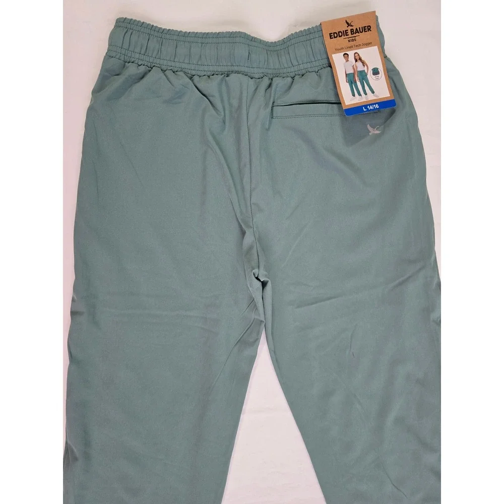 Eddie Bauer Kids Youth Lined Tech Jogger Sage Green L 14/16 Stretch Pants
